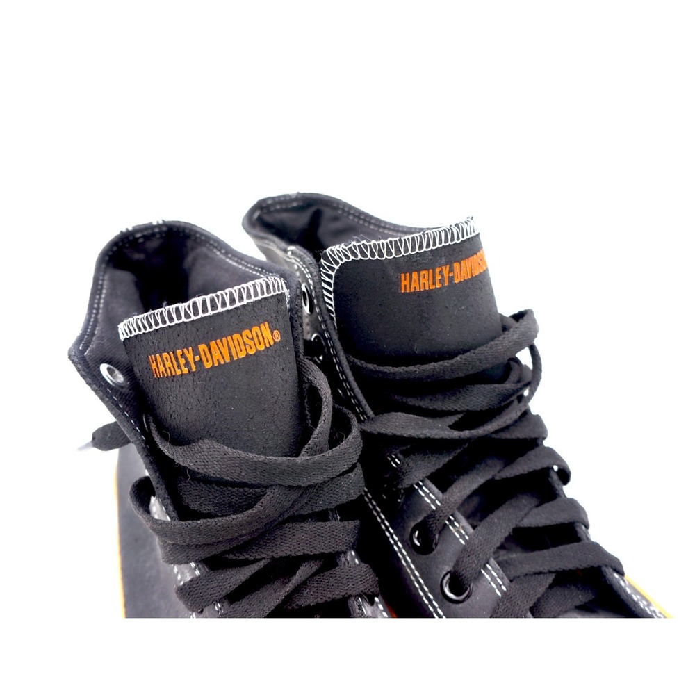 Harley Davidson Men's D93816 Black/Orange Leather High-Top Sneakers Shoes 9 - Picture 3 of 13